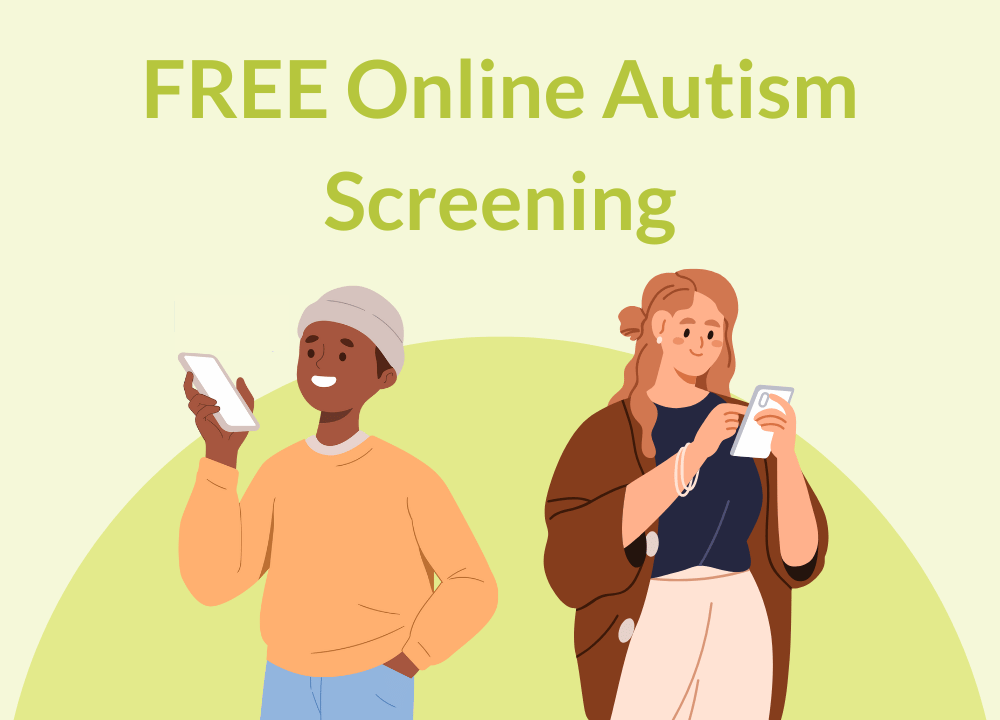 free online autism screening adult male and female both looking a their mobile phones taking a simple test