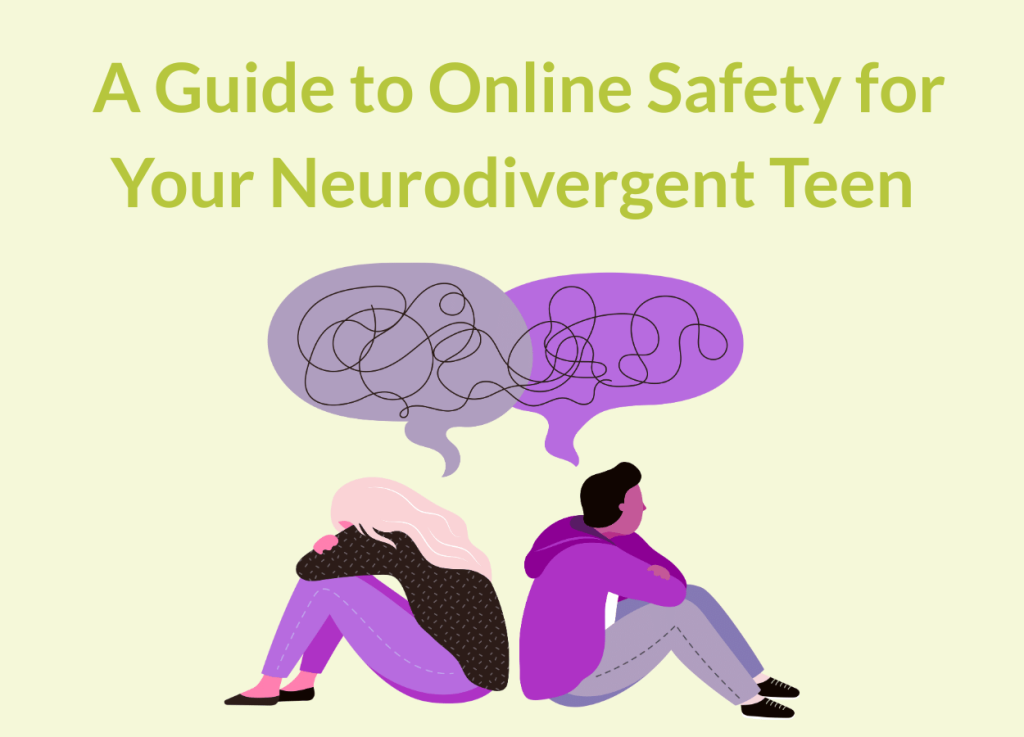 two teenagers sitting back to back with scrambled messaging in speech bubbles above them