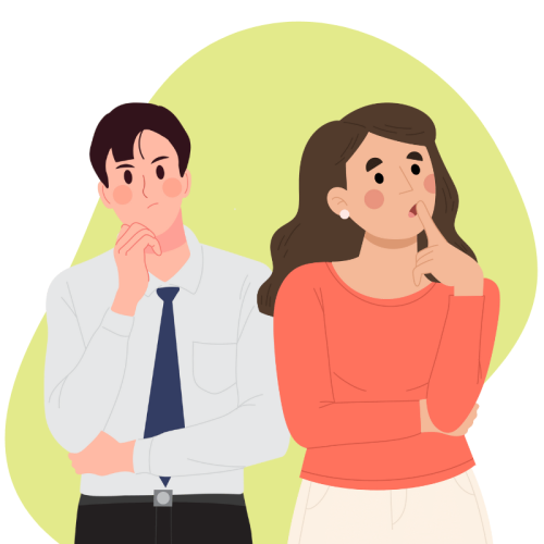 Two people pondering a question.